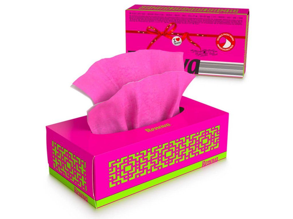 Papírové kapesníky tmavě růžové 3vrstvé, 80 ks