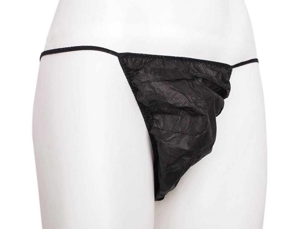 Jednorázová černá tanga dámská, 100 ks