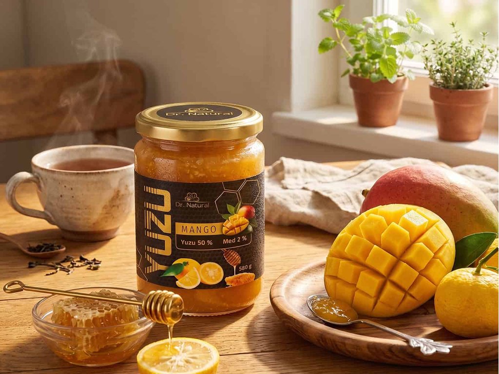 Servírování yuzu s mangem